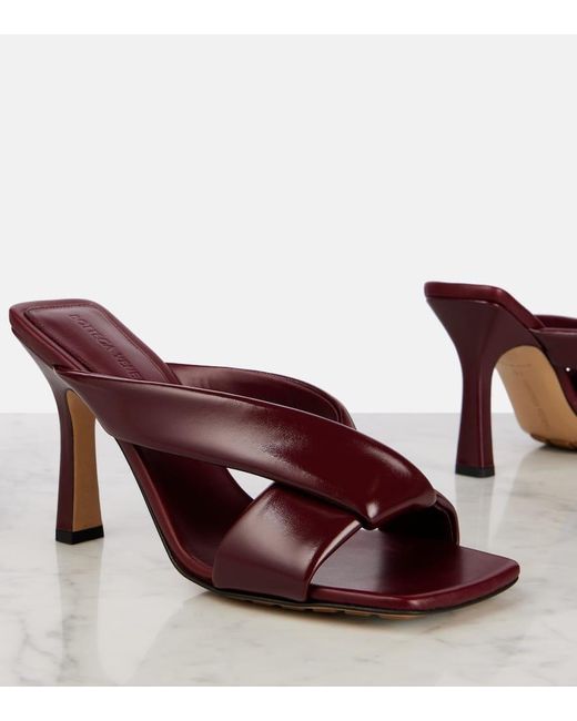 Bottega Veneta Red Riva Leather Mules