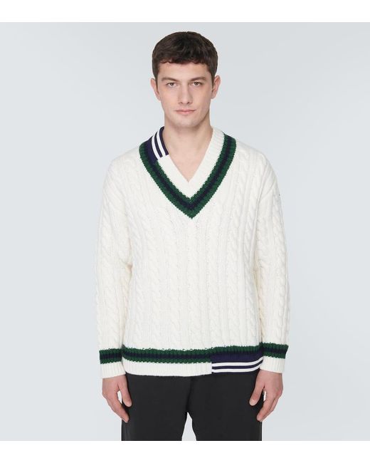 X Palm Angels - Pullover in lana a trecce di Moncler Genius in White da Uomo