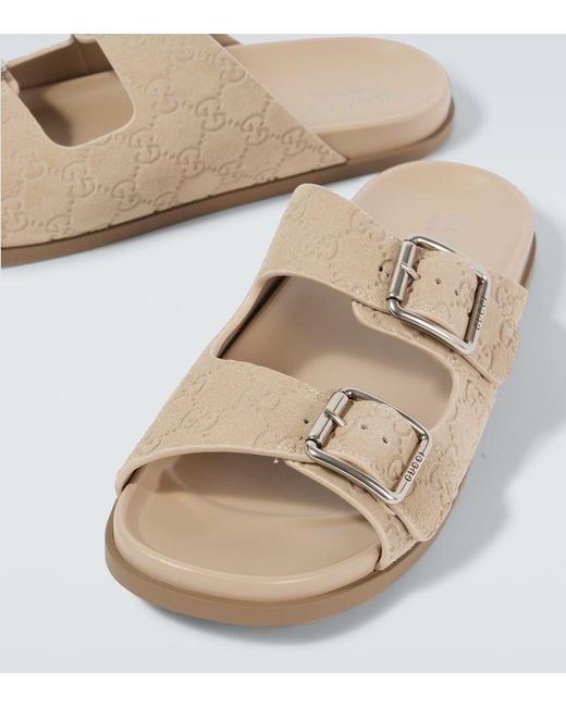 Gucci Natural Gg Suede Sandals for men