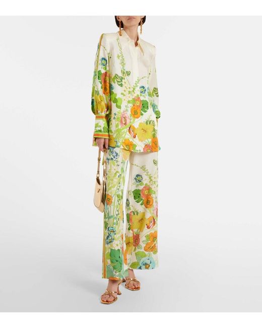 ALÉMAIS White Constance Floral Wide Trousers