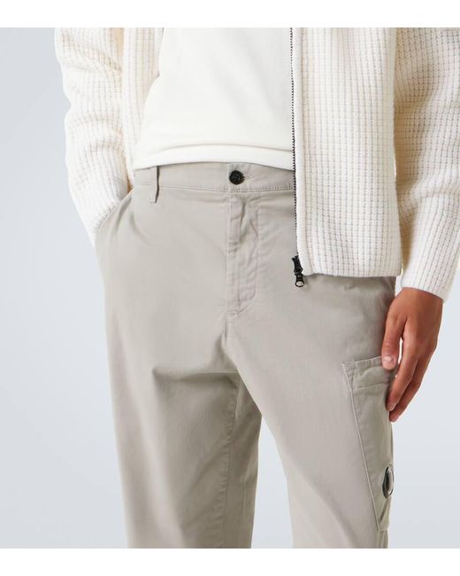 C P Company Gray Lens Cotton Sateen Cargo Pants for men