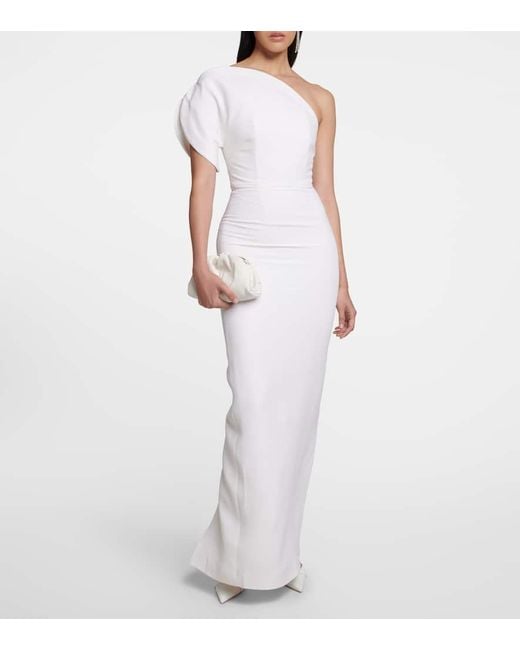 Roland Mouret White Asymmetric Wool And Silk Gown