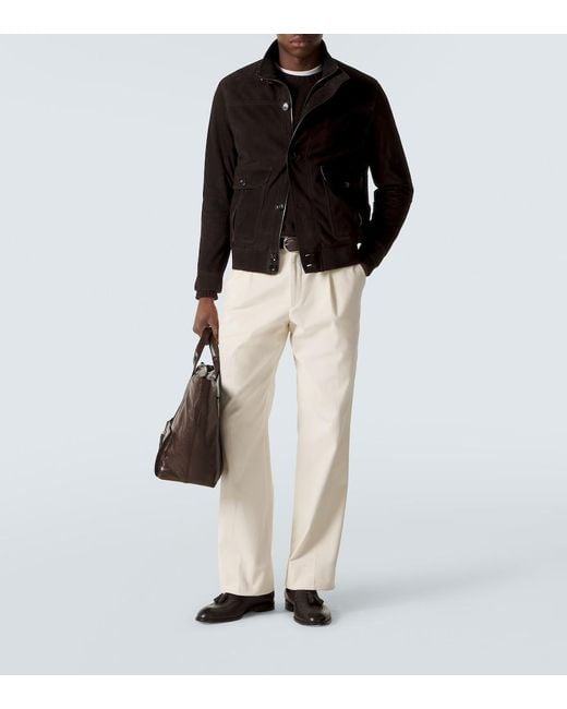 Brioni Black Suede Bomber Jacket for men