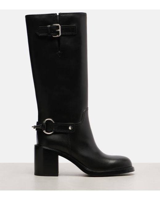 Botas Altas De Piel Con Horsebit Gucci de color Black