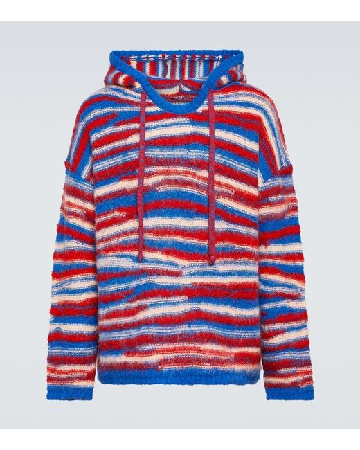 ERL Red Gradient Knitted Oversized Hoodie for men