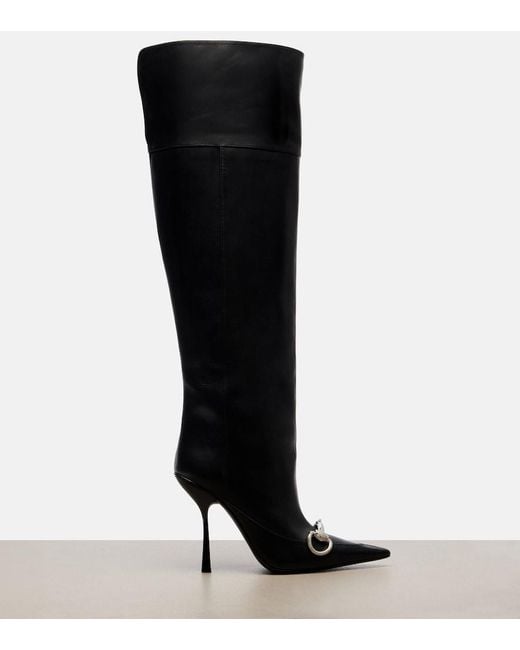 Gucci Black Boulevard Horsebit Leather Knee-High Boots