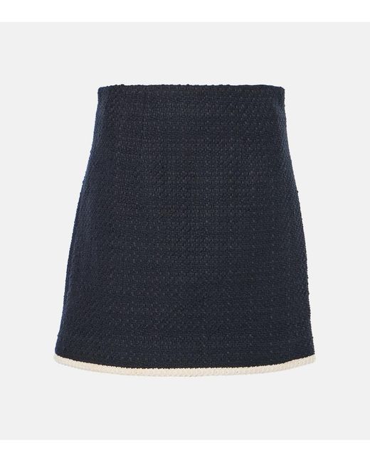Veronica Beard Blue Roman Cotton-Blend Tweed Miniskirt
