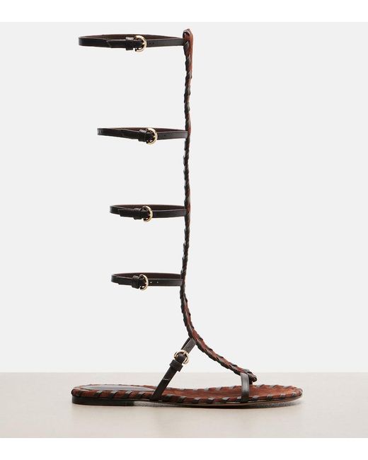 Gianvito Rossi Brown Zaira Suede And Leather Gladiator Sandals