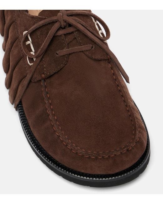 J.W. Anderson Brown Ruffled Suede Boat Shoes