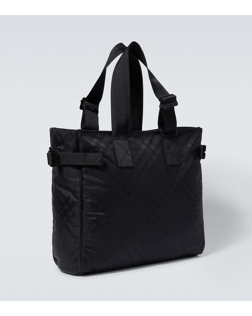 Burberry Black Check Jacquard Tote Bag for men