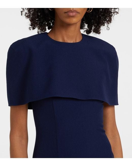 Roland Mouret Blue Caped Crepe Cocktail Dress