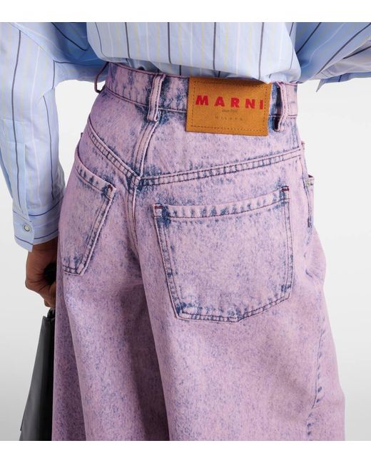 Jeans A Vita Alta E Gamba Larga di Marni in Purple