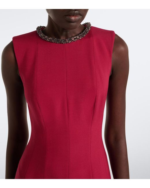 Roland Mouret Red Embellished Wool And Silk Midi Dress