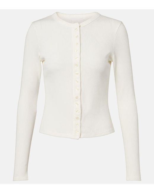 Citizens of Humanity White Kari Ribbed-Knit Cardigan