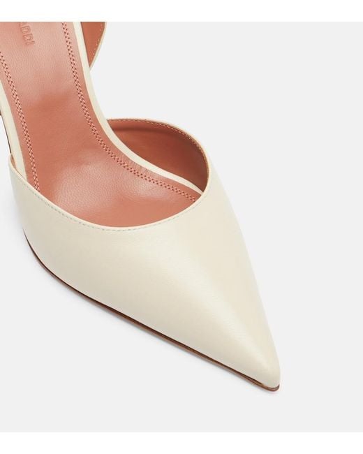 AMINA MUADDI Brown Holli 70 Leather Slingback Pumps