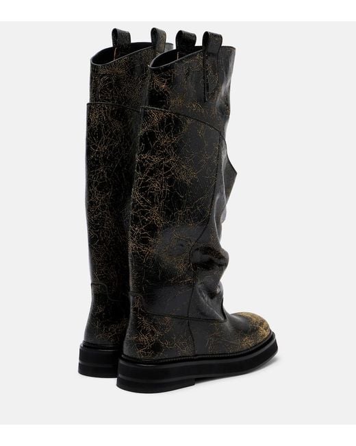The Attico Black Passeggiata Leather Combat Boots