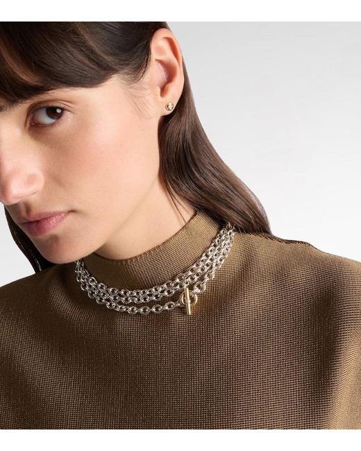 David Yurman White Dy Mercer Sterling And 18Kt Chain Necklace With Diamonds