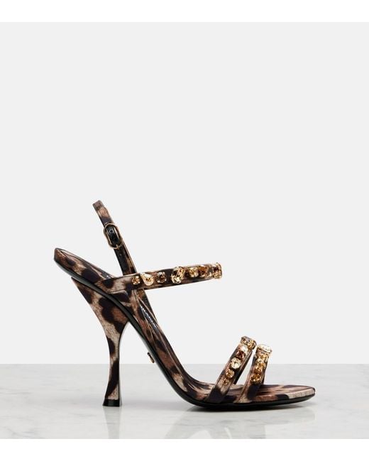 Dolce & Gabbana Metallic Keira 2.0 105 Leopard-Print Satin Sandals