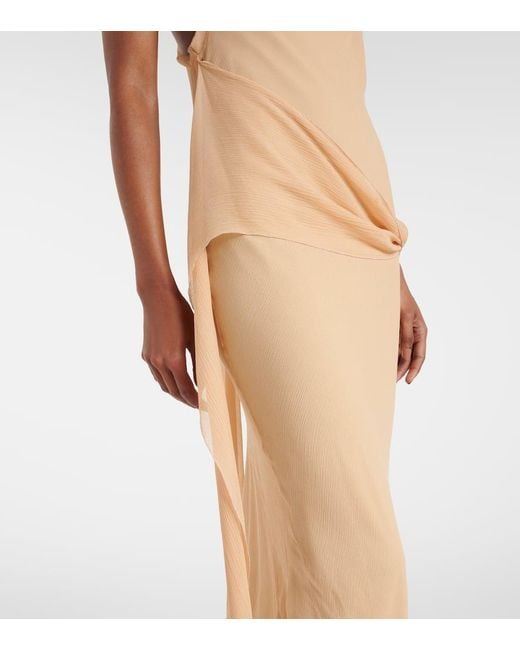 Victoria Beckham Natural Draped Silk Gown