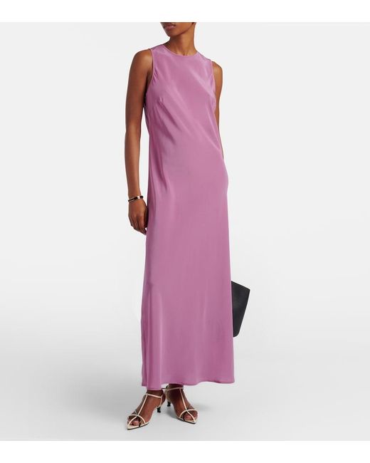 Asceno Purple Valencia Silk Crepe Maxi Dress