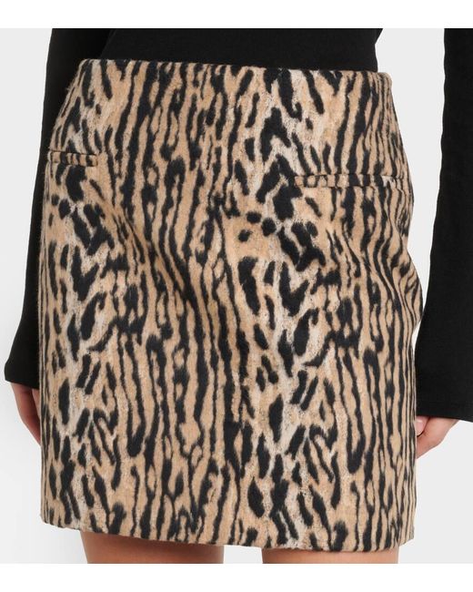 Rixo Brown Mariah Leopard-Print Miniskirt