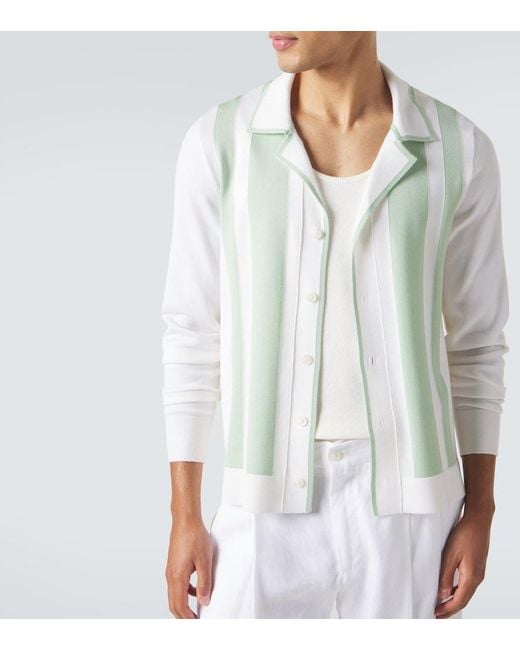 Dolce & Gabbana Green Striped Wool And Silk Shirt for men