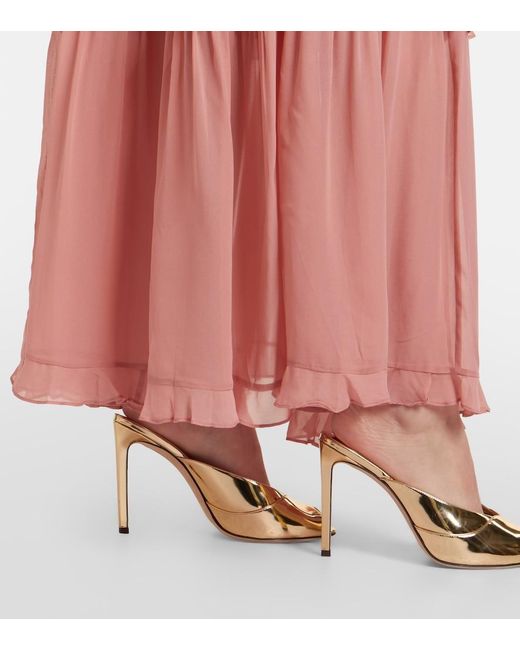 Zimmermann Pink Luna Ruffled Tiered Maxi Dress