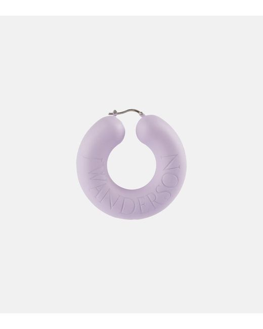 J.W. Anderson Purple Logo Hoop Earrings