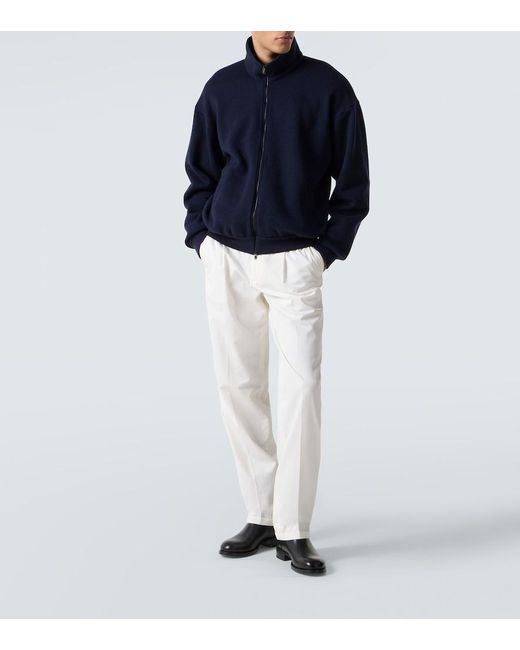The Row Blue Cashmere And Cotton Bomber Jacket for men