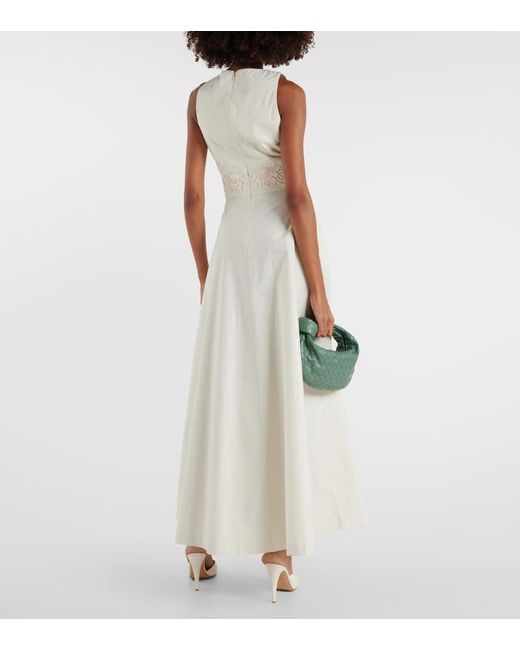 Elie Saab White Crochet-detail Cotton Maxi Dress