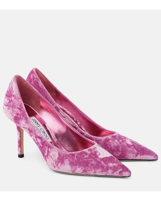 Jimmy Choo Pink Love 85 Velvet Pumps