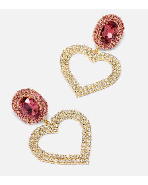 Magda Butrym Pink Crystal-Embellished Clip-On Earrings