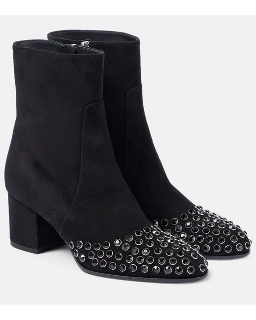 Alaïa Black Suede Ankle Boots With Studs