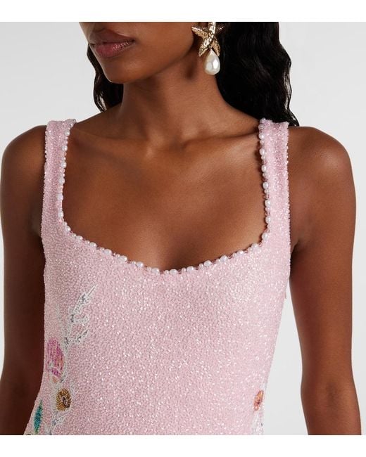 Clio Peppiatt Pink Marina Embellished Minidress