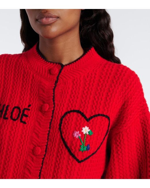 Chloé Embroidered Wool And Cashmere Cardigan