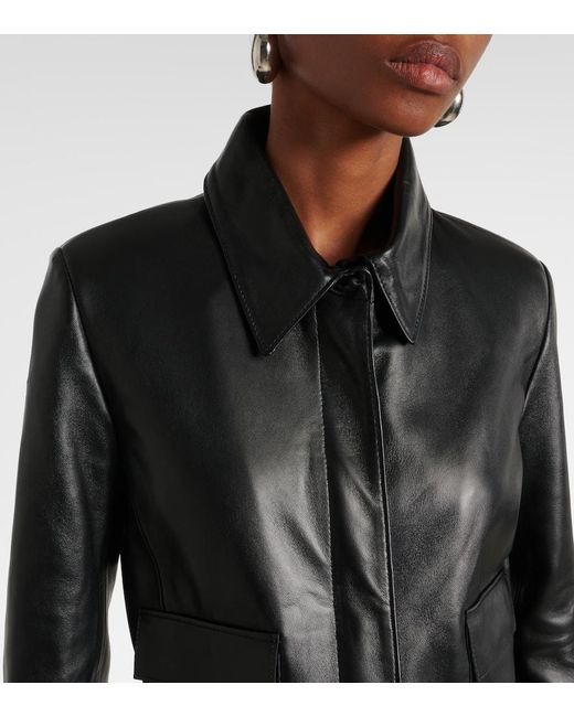 Nour Hammour Black Bleeker Cropped Leather Jacket