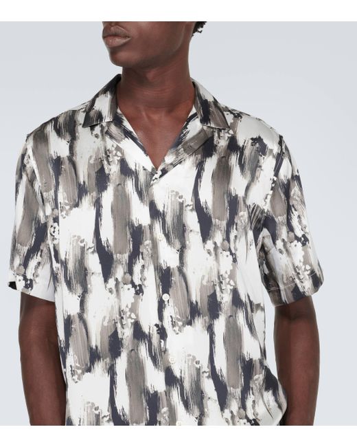 Frescobol Carioca Multicolor Roberto Printed Silk Bowling Shirt for men