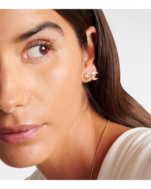 Sydney Evan White Crescent Moon 14Kt Single Earring With Diamonds
