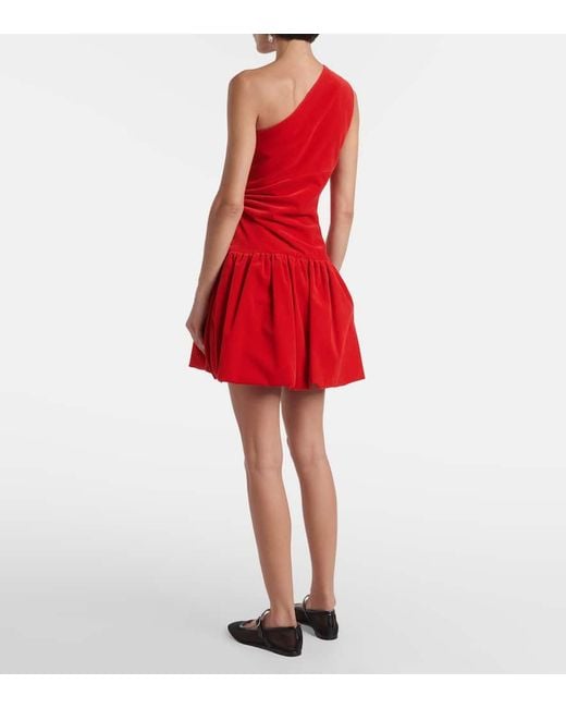 Patou Red One-Shoulder-Minikleid Aus Baumwolle