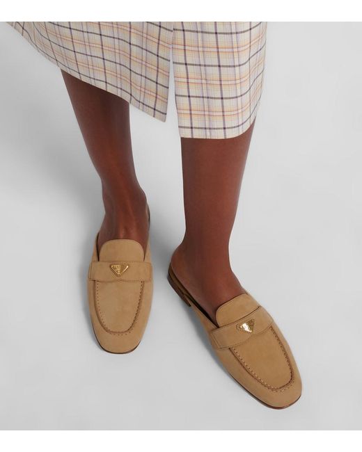 Prada Natural Suede Mules