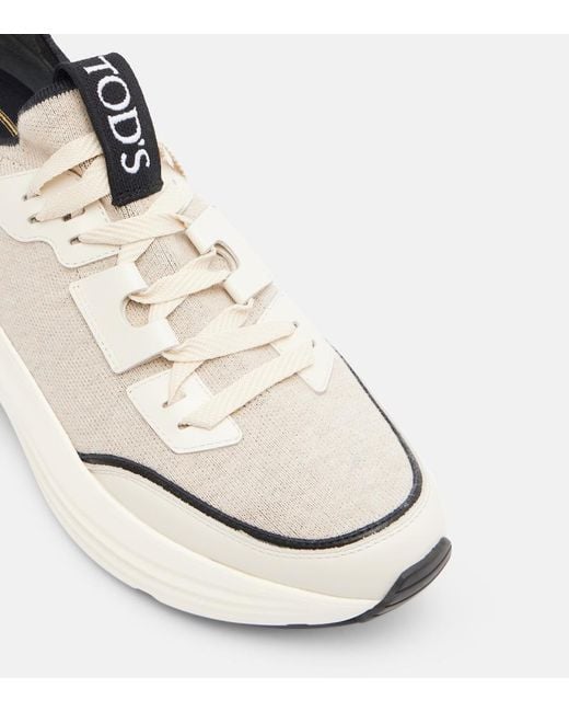 Tod's White Sneakers Mit Leder