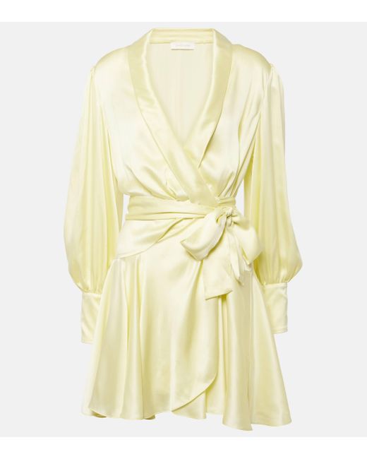 Zimmermann Yellow Silk Wrap Dress