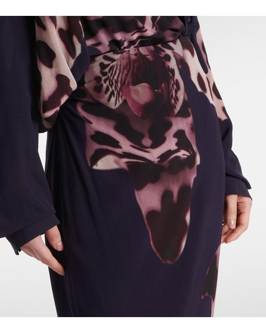 Dries Van Noten Blue Printed Maxi Skirt