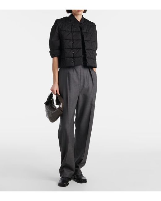 Lemaire Gray Pleated Wool Twill Straight Pants