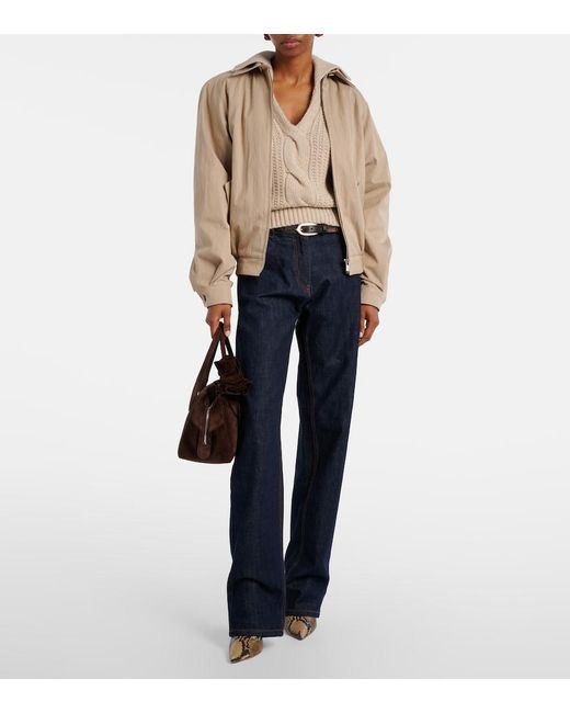 Magda Butrym Natural Cotton-Blend Blouson Jacket