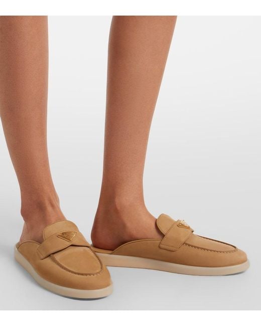 Prada Natural Suede Mules