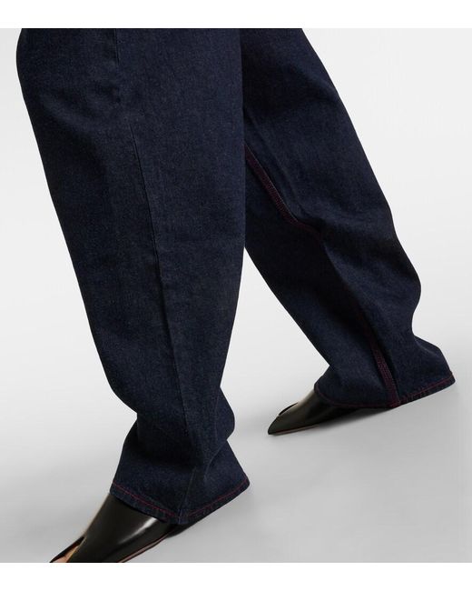 Alaïa Blue Low-Rise Wide-Leg Jeans