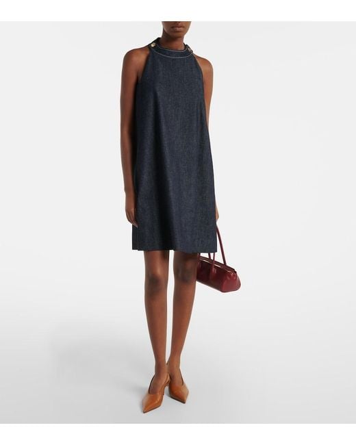 Max Mara Blue Halterneck Denim Minidress