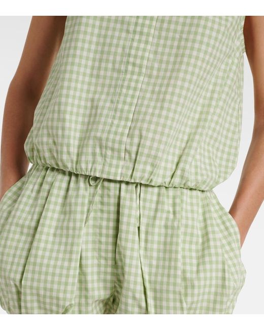 Jonathan Simkhai Green Gingham Cotton-Blend Top