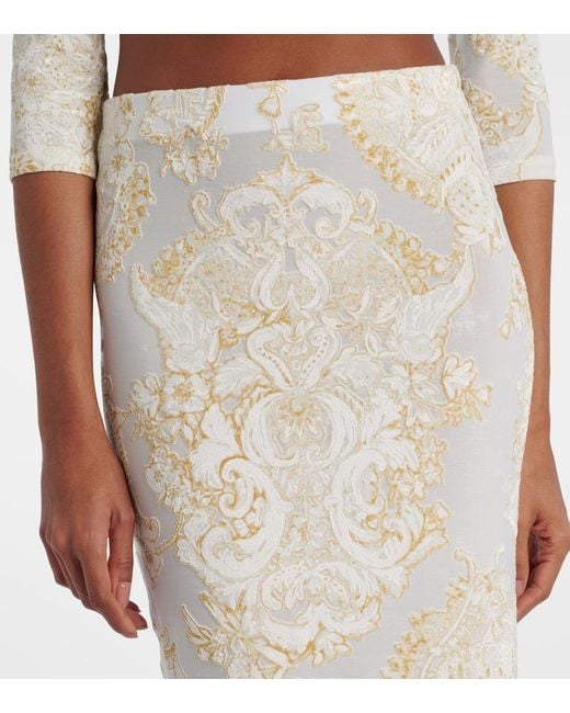 Roberto Cavalli Natural Printed Midi Skirt